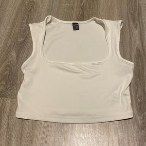 shein squareneck white ribbed crop top